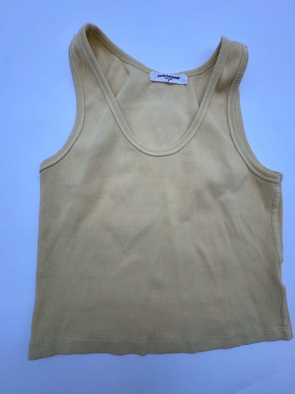 perfectwhitetee Yellow Ribbed Tank Top